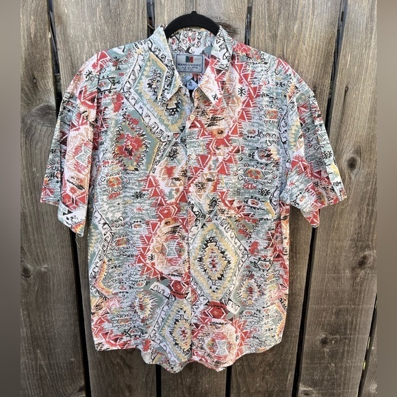 Maneuvers Other - Men's Maneuvers Shirt Multicolor Southwest Button-Down M Cotton Beach Surf TIKI